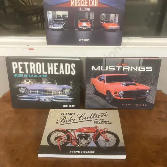 Steve Holmes Books - Kiwi Mustangs, Kiwi Petrol Heads Car Collections, Kiwi Muscle Car Collections, Kiwi Bike Culture