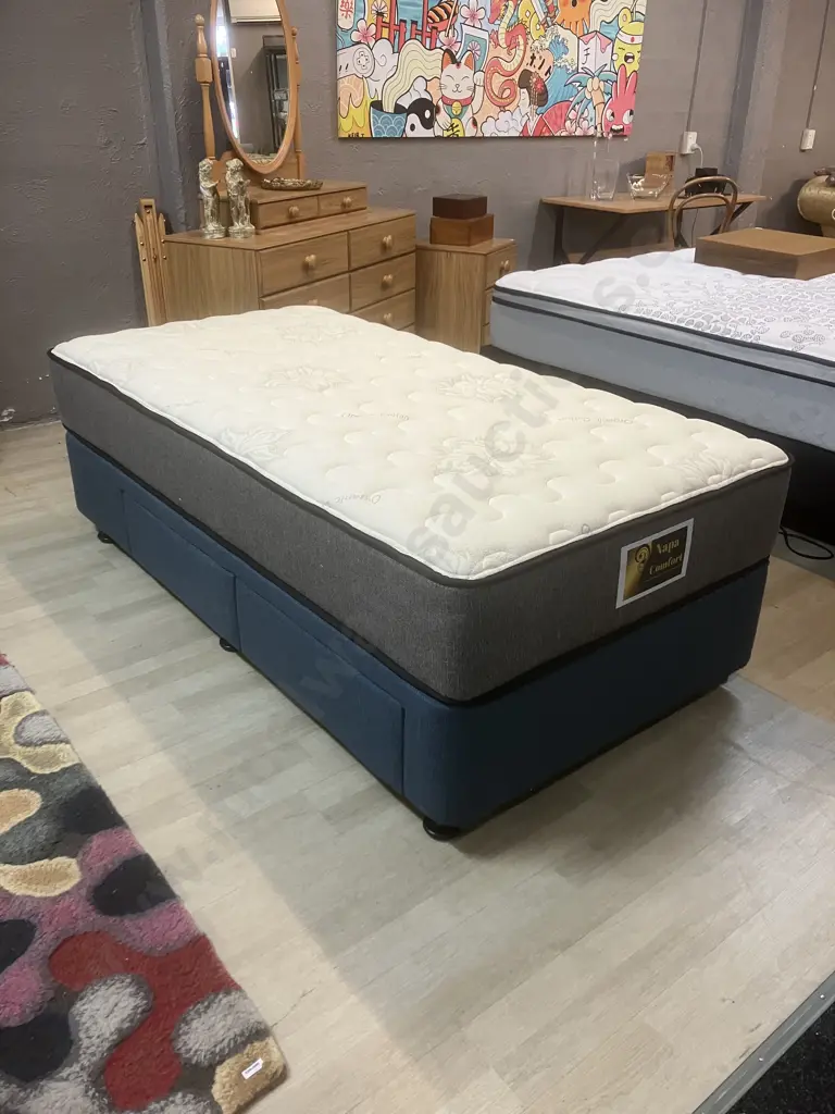 Single Size Napa Comfort Mattress With 2 Drawer Divan Base. 92 x 180cm Image 1++