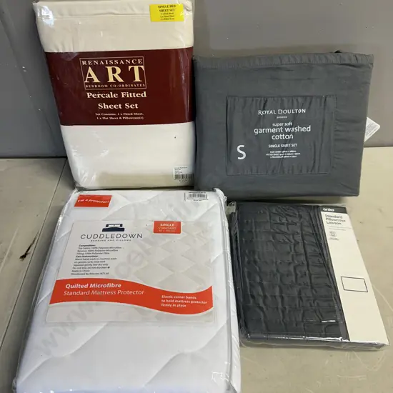 Single Bed Linen Including Royal Doulton Sheet Set Etc