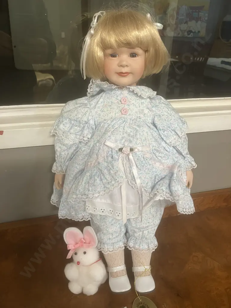 Hillview Lane Porcelain Doll With Rabbit Soft Toy, Original Clothing (40cm) Image 1++