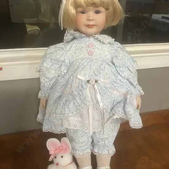 Hillview Lane Porcelain Doll With Rabbit Soft Toy, Original Clothing (40cm)