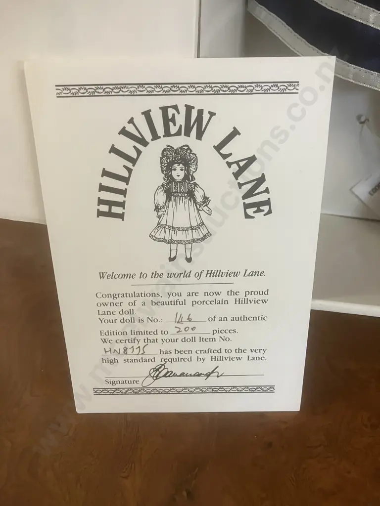 Hillview Lane Porcelain Doll, Limited Edition #146 / 200 With COA In Display Box, Original Clothing (50cm) #HN8775 Image 1++