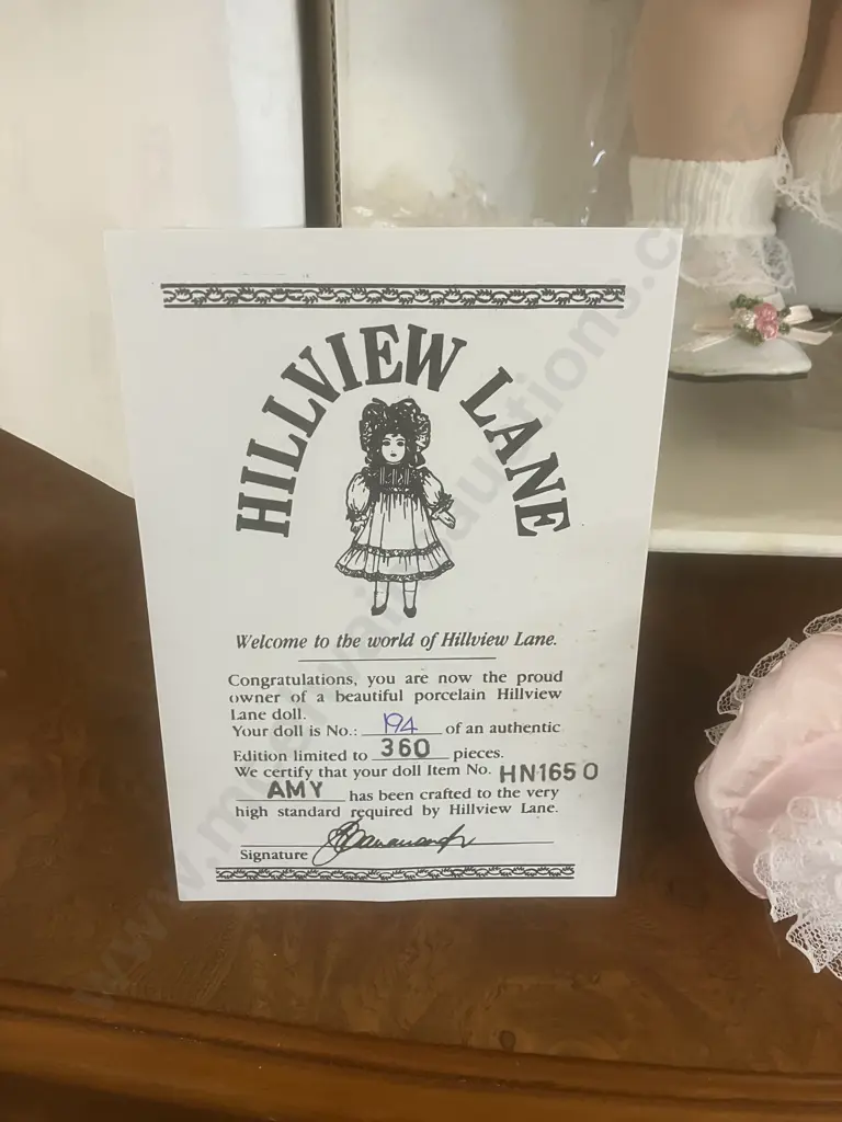 Amy - Hillview Lane Porcelain Doll, Limited Edition #194 / 360 With COA In Display Box, Original Clothing (48cm) Image 1++