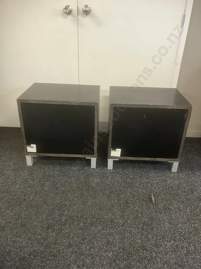 Pair of Danske Mobler Bedside Tables, Single Drawer, Aluminium Feet. H53 W53 D40cm Image 1++
