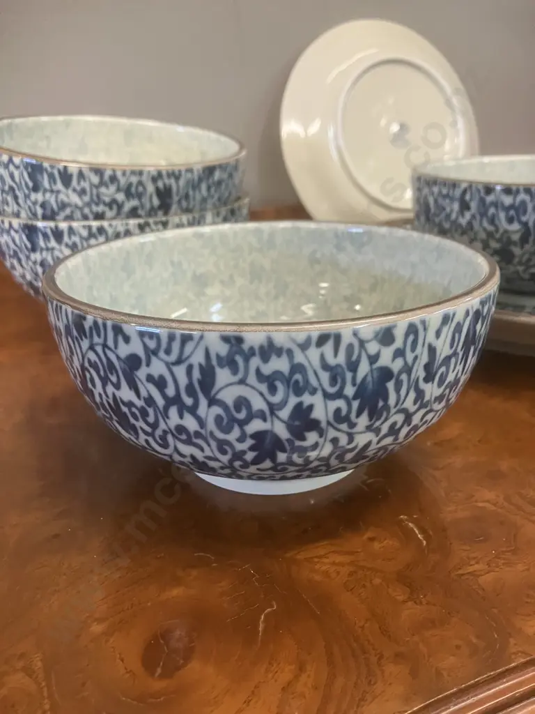 Mino Tableware x 12 Blue, Made In Japan Image 1++