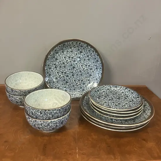 Mino Tableware x 12 Blue, Made In Japan