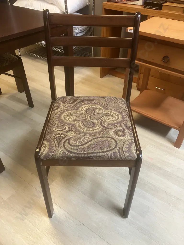 Dark Stained Rubberwood Square Dining Table 74 x 75cm With Two Upholstered Dining Chairs Image 1++