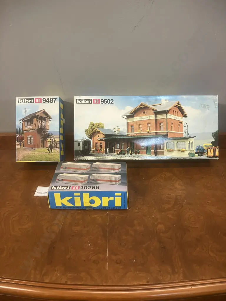 Vintage Boxed Kibri HO Kits 9502 Train Station Platform, 9487 Signal Tower Box, 10266 DB Rail Containers - West German Image 1++