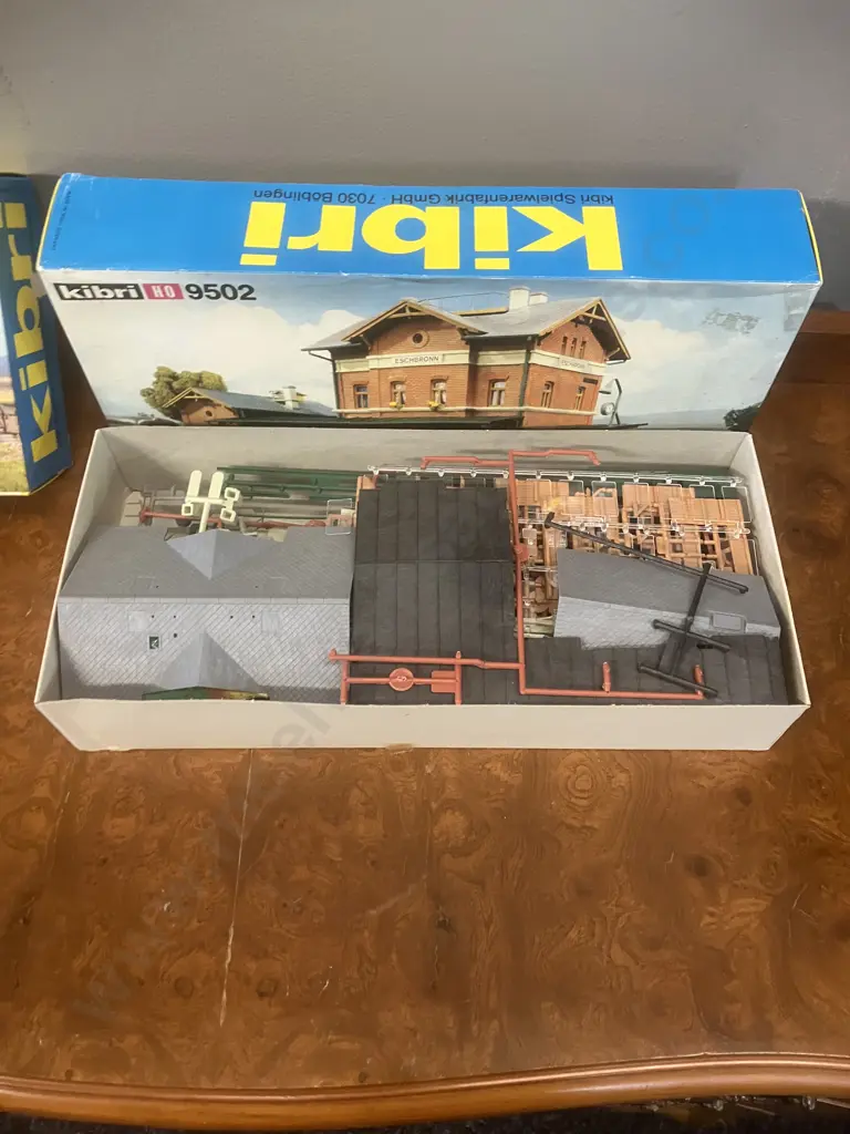 Vintage Boxed Kibri HO Kits 9502 Train Station Platform, 9487 Signal Tower Box, 10266 DB Rail Containers - West German Image 1++
