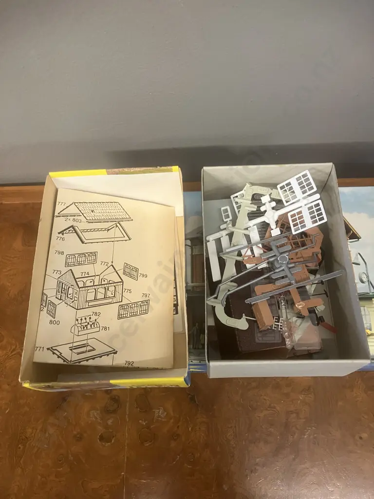 Vintage Boxed Kibri HO Kits 9502 Train Station Platform, 9487 Signal Tower Box, 10266 DB Rail Containers - West German Image 1++