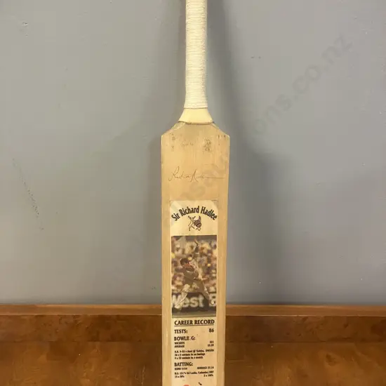 Sir Richard Hadlee Career Record Bat Signed by Richard Hadlee