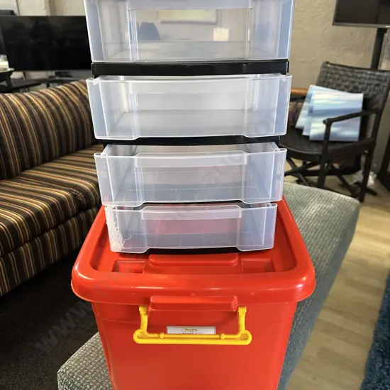 Taurus 4 Drawer Unit With Red & Yellow Payless Euro Box With Lid
