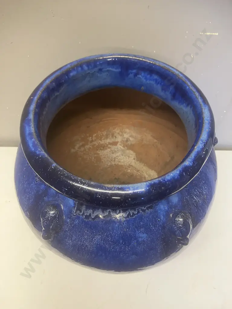 Blue Glazed Terracotta Urn. H44cm Image 1++