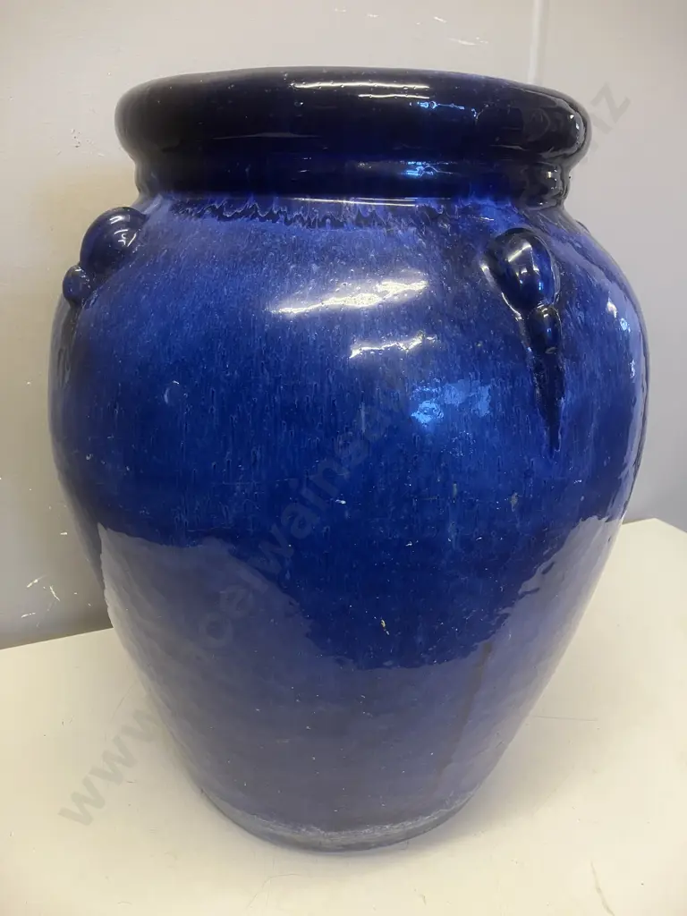 Blue Glazed Terracotta Urn. H44cm Image 1++