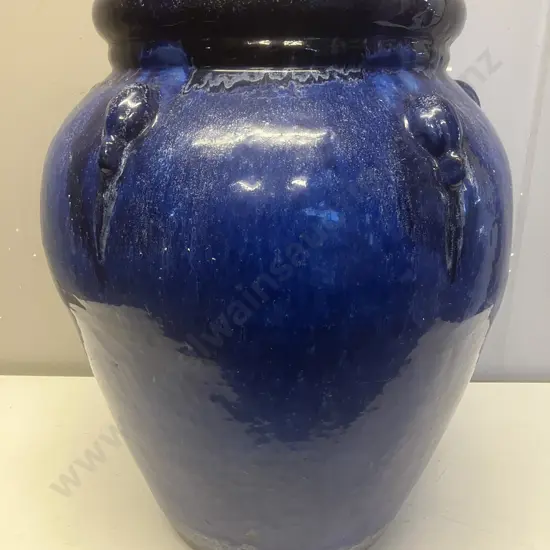 Blue Glazed Terracotta Urn. H44cm