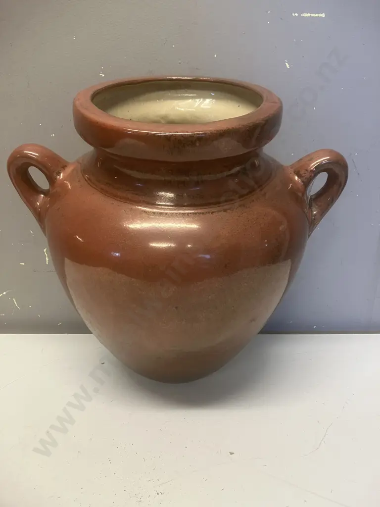 Brown Glazed Ceramic Wall Pocket Planter. 30cm Image 1++
