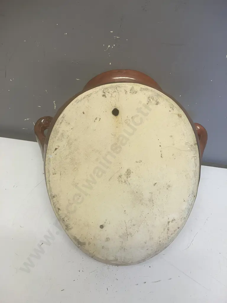 Brown Glazed Ceramic Wall Pocket Planter. 30cm Image 1++