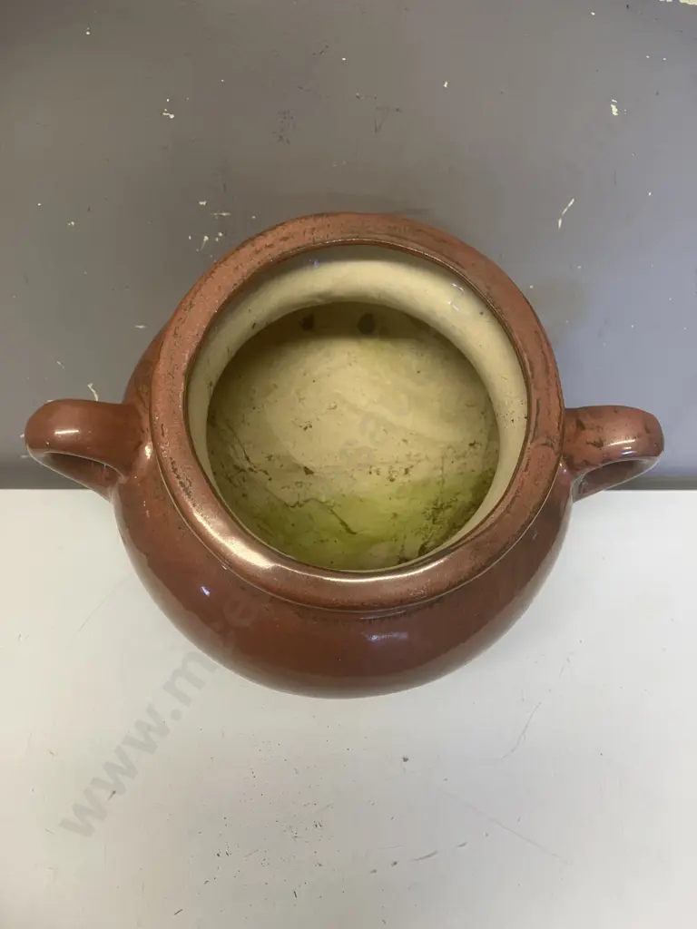 Brown Glazed Ceramic Wall Pocket Planter. 30cm Image 1++