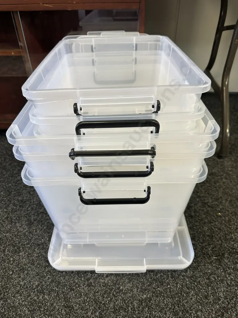 Living & Co Lidded Rolling Organiser Clear Bins 3x 27 Litre & 3x 42 Litre Image 1++