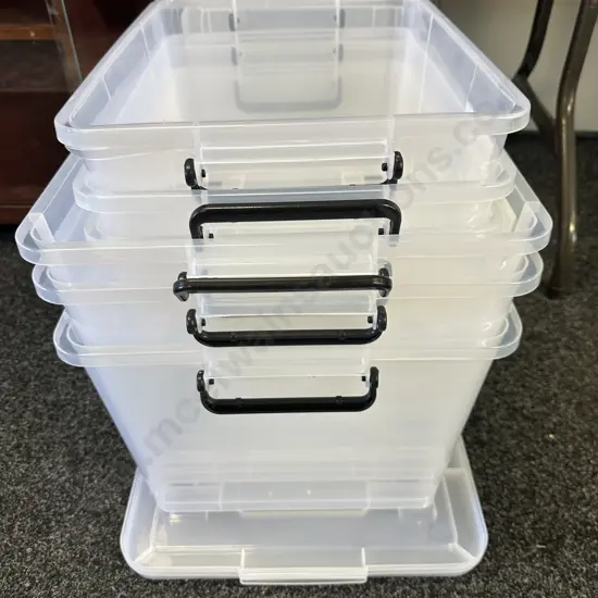Living & Co Lidded Rolling Organiser Clear Bins 3x 27 Litre & 3x 42 Litre