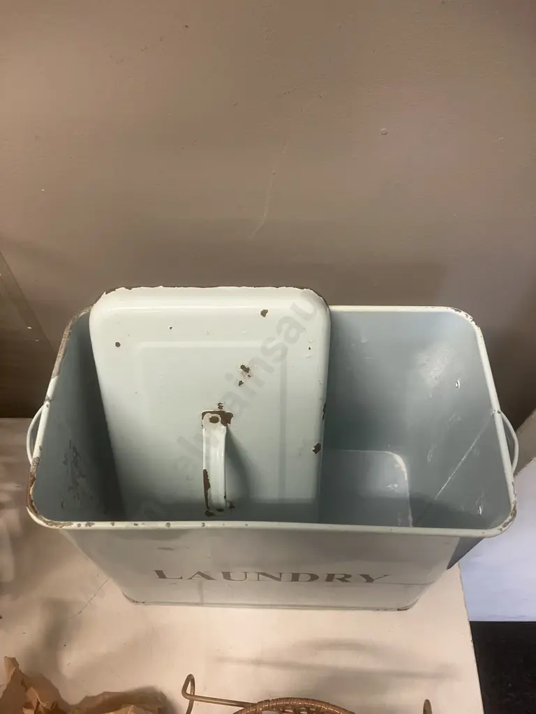 Cane Laundry Basket, Pegs & Container, Laundry Powder Container Image 1++
