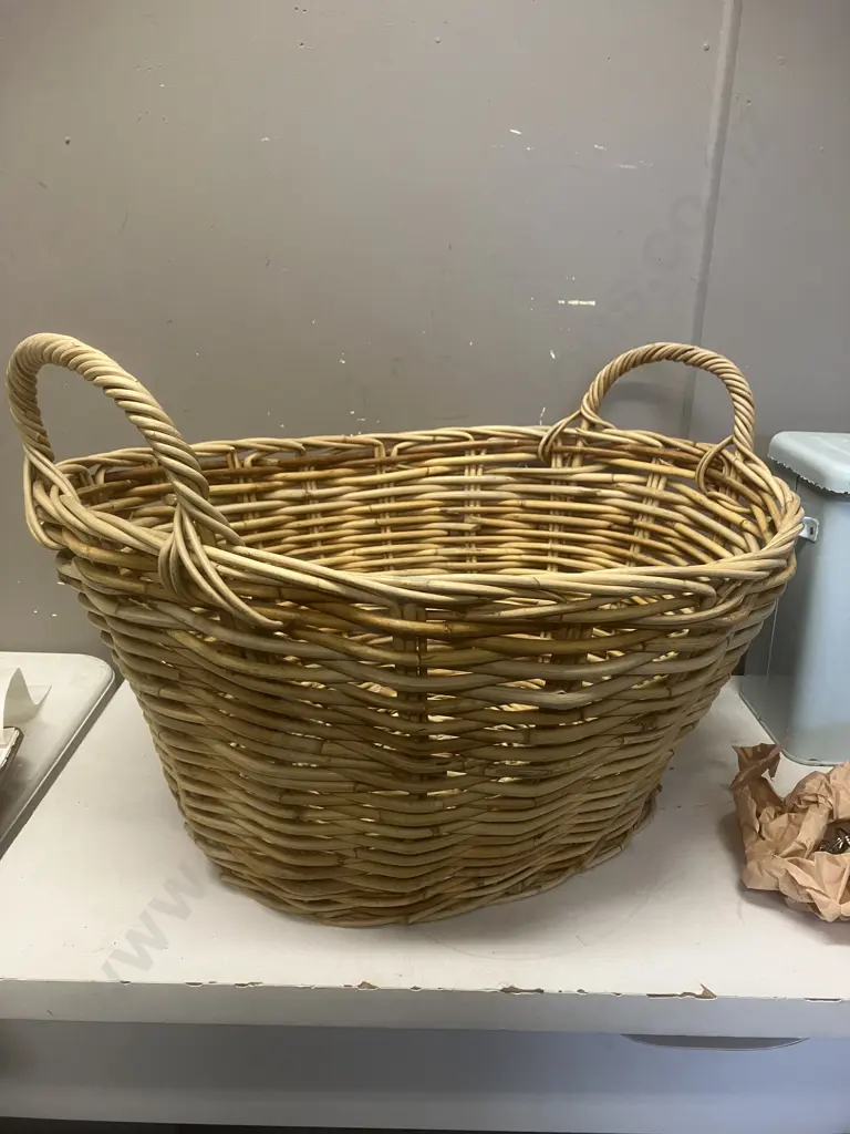 Cane Laundry Basket, Pegs & Container, Laundry Powder Container Image 1++