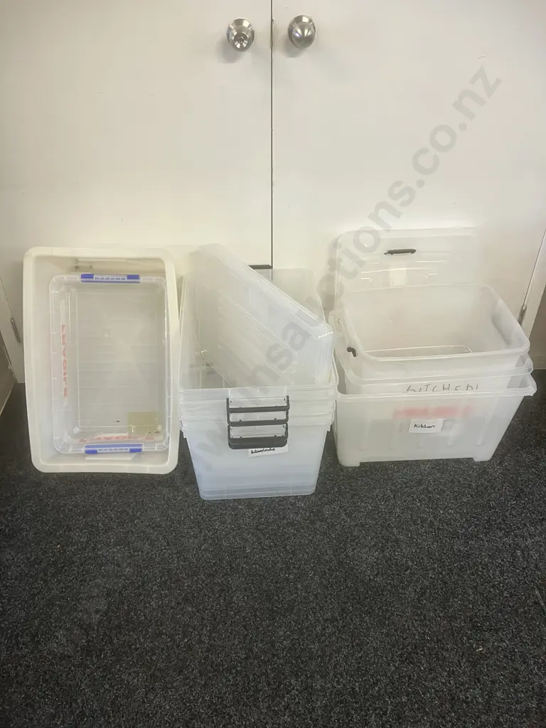 Plastic Bins, Storage Bins, Some Lids Image 1++