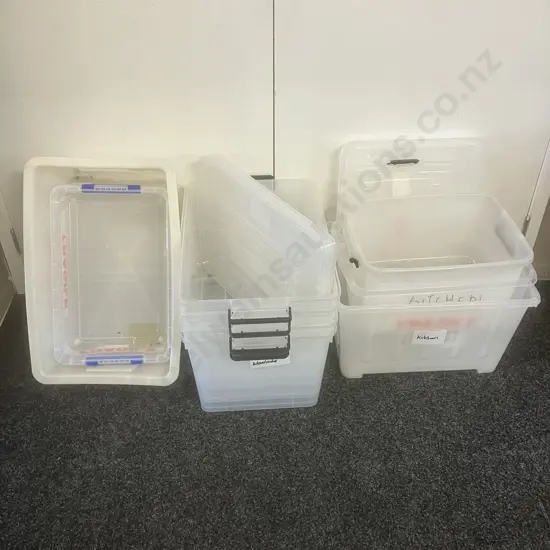 Plastic Bins, Storage Bins, Some Lids