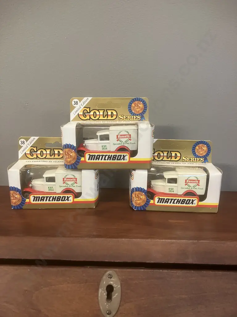 Lot of Three Matchbox Gold Series 'Hansells' Model A Fords With Original Boxes - Limited Edition Image 1++