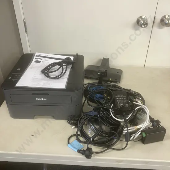 Brother HL--L2365DW Laser Printer With Assorted Leads, TV Stand, Power Supply Etc