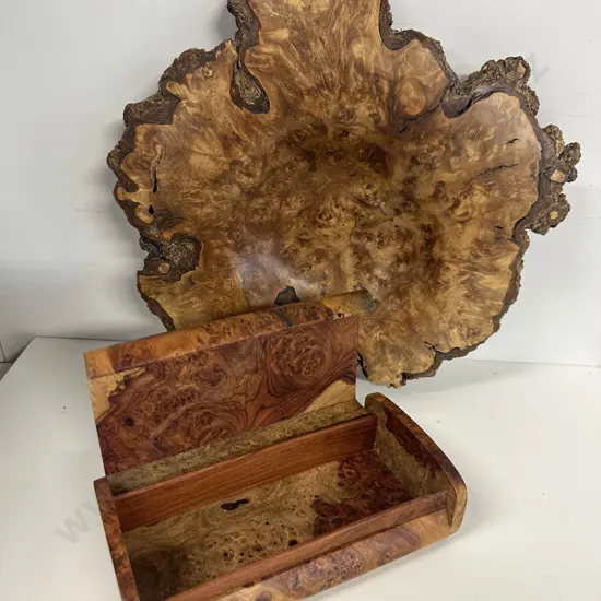 Silver Beech Wooden Bowl & Wooden Jewellery Box