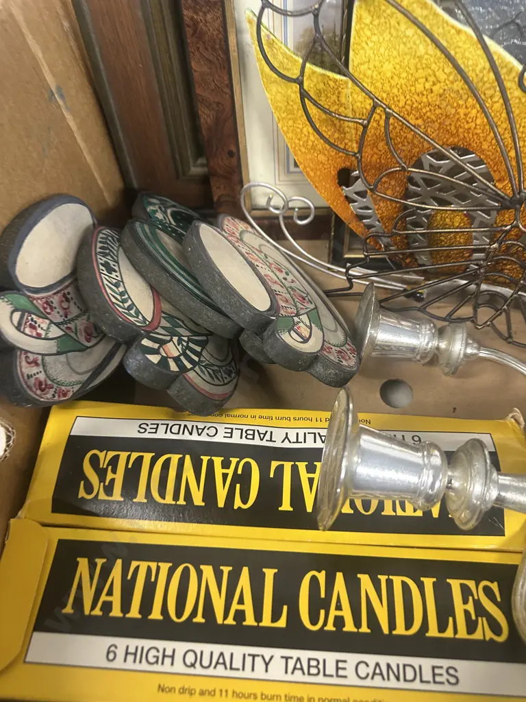 Box Lot Of Assorted Items Including Artwork, Candles Etc Image 1++