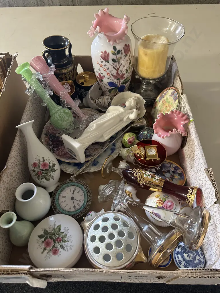 Box Lot China, Clocks Etc Image 1++