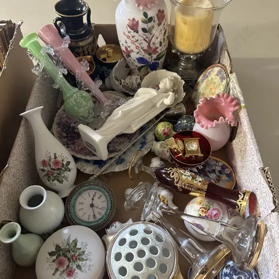 Box Lot China, Clocks Etc
