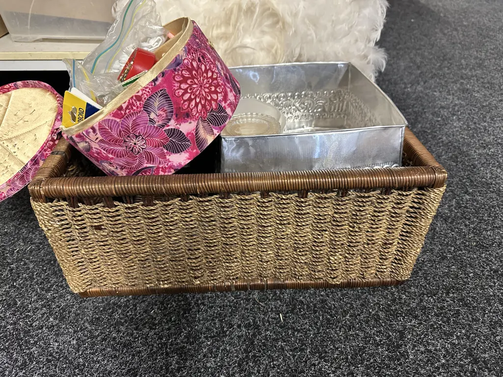 Double Handled Basket With Candles Haberdashery Etc Image 1++