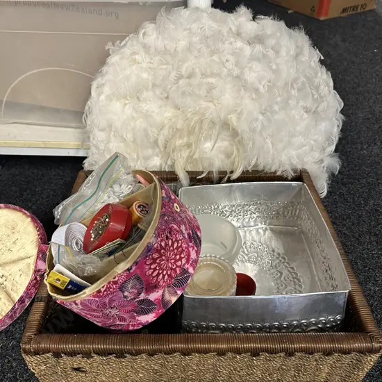 Double Handled Basket With Candles Haberdashery Etc