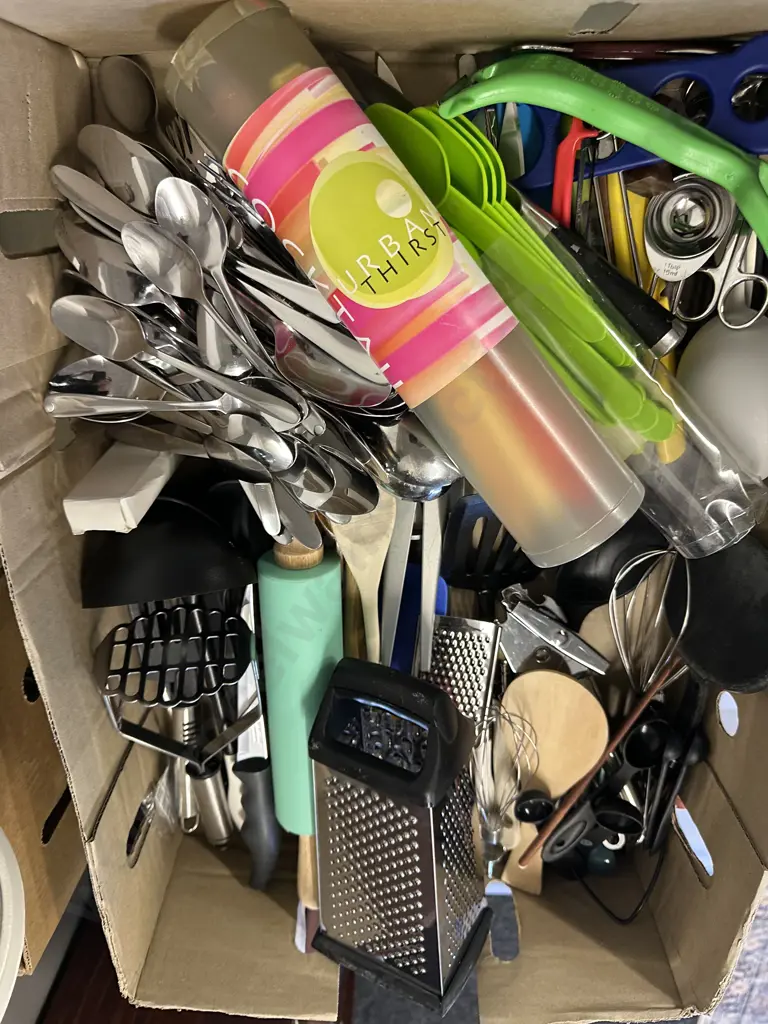 Box Lot Of Kitchen Utensils, Cutlery Etc Image 1++