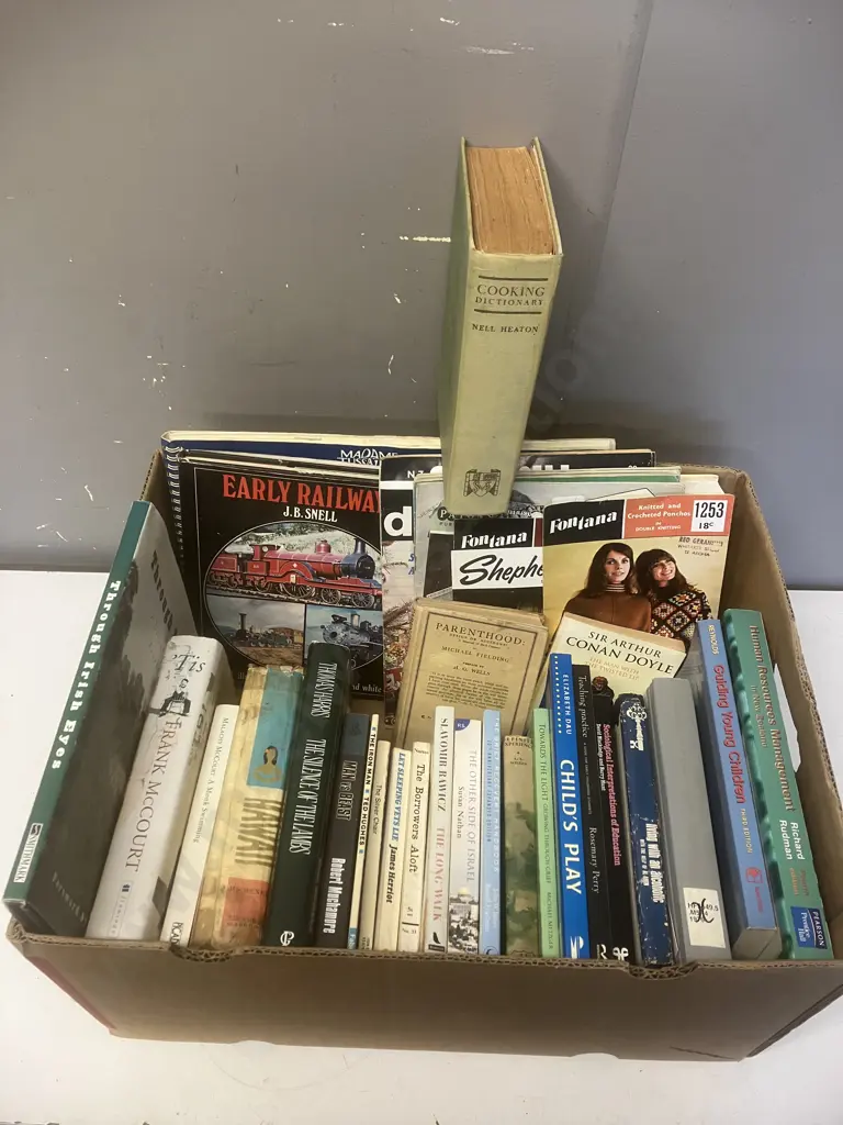 Box lot Books - Railways, Patterns, Nell Heaton Cooking Dictionary Etc Image 1++