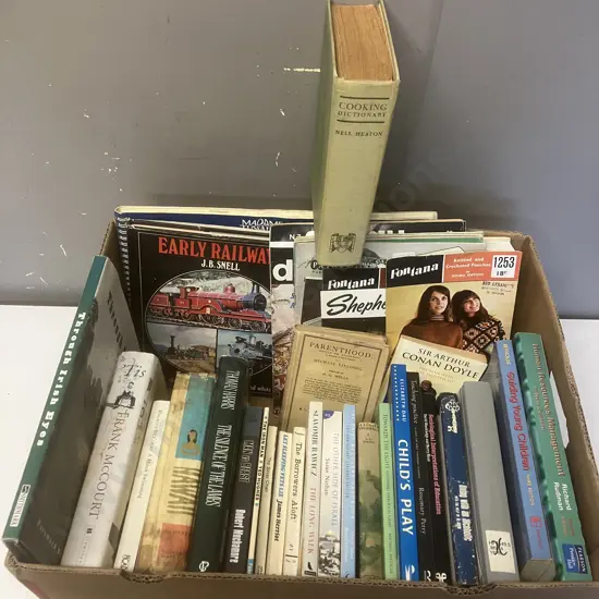 Box lot Books - Railways, Patterns, Nell Heaton Cooking Dictionary Etc