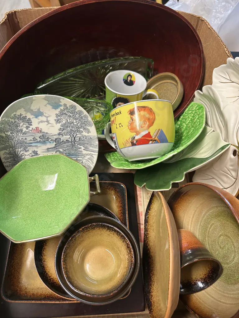 Box Lot Assorted China Items Etc Including Carlton Ware Image 1++