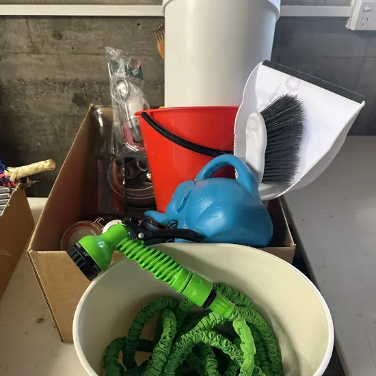 Rubbish Bins, Bucket, Hose Etc