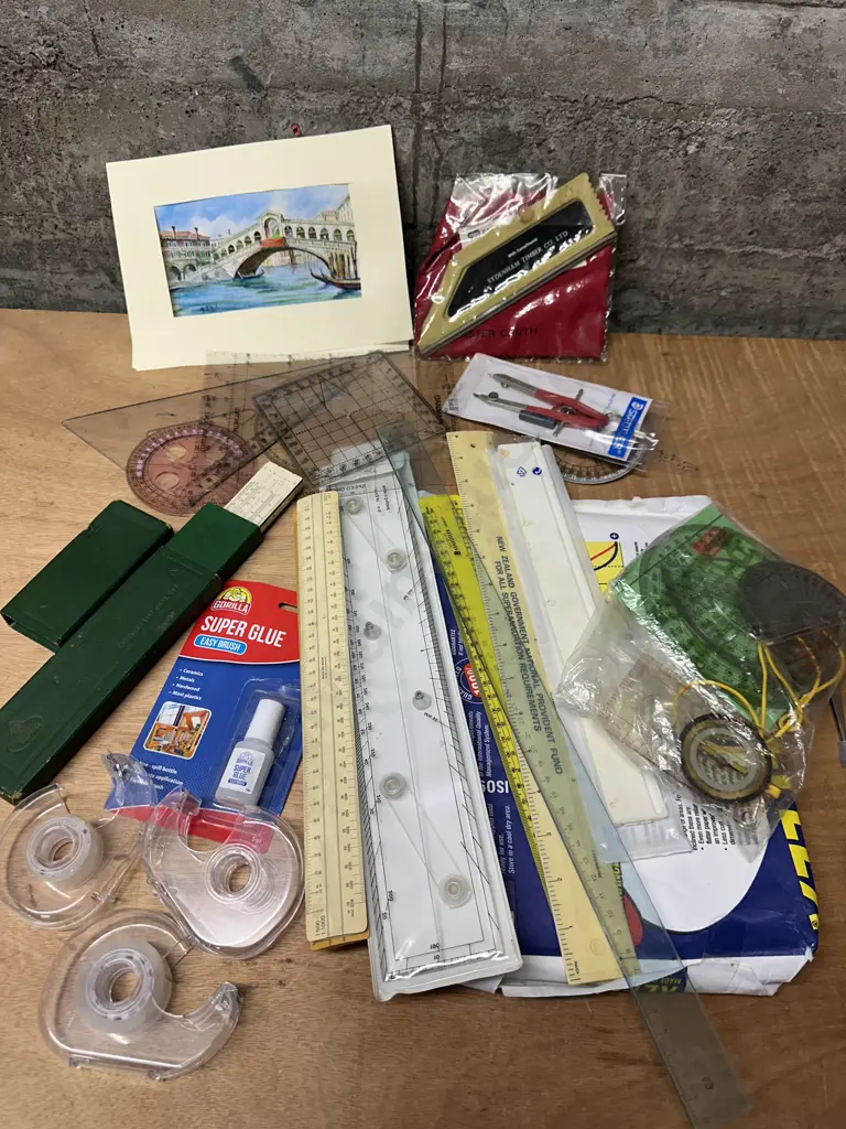 Venice Artwork, Stationary Items Rulers Etc Image 1++