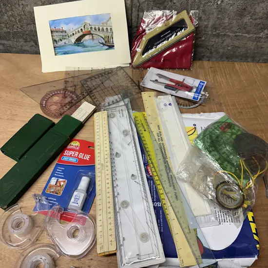 Venice Artwork, Stationary Items Rulers Etc