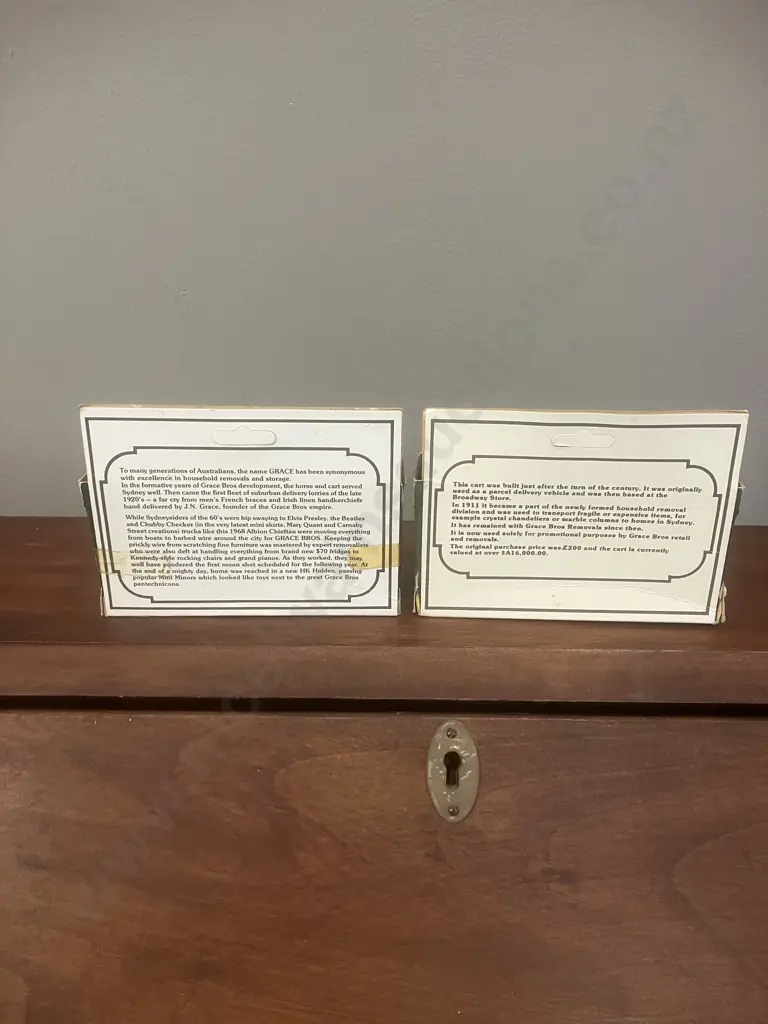 Pair of Grace Bros Collector Series Model Delivery Vehicles In Original Boxes Image 1++
