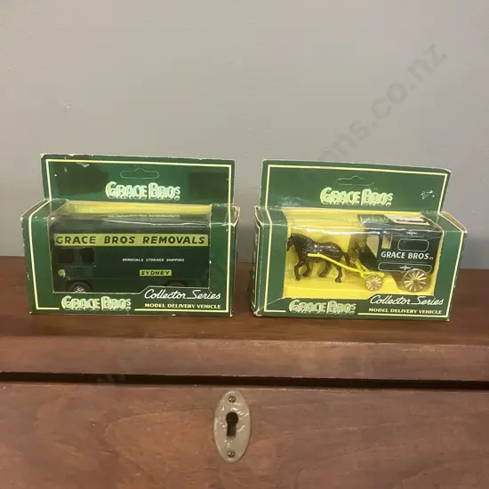 Pair of Grace Bros Collector Series Model Delivery Vehicles In Original Boxes