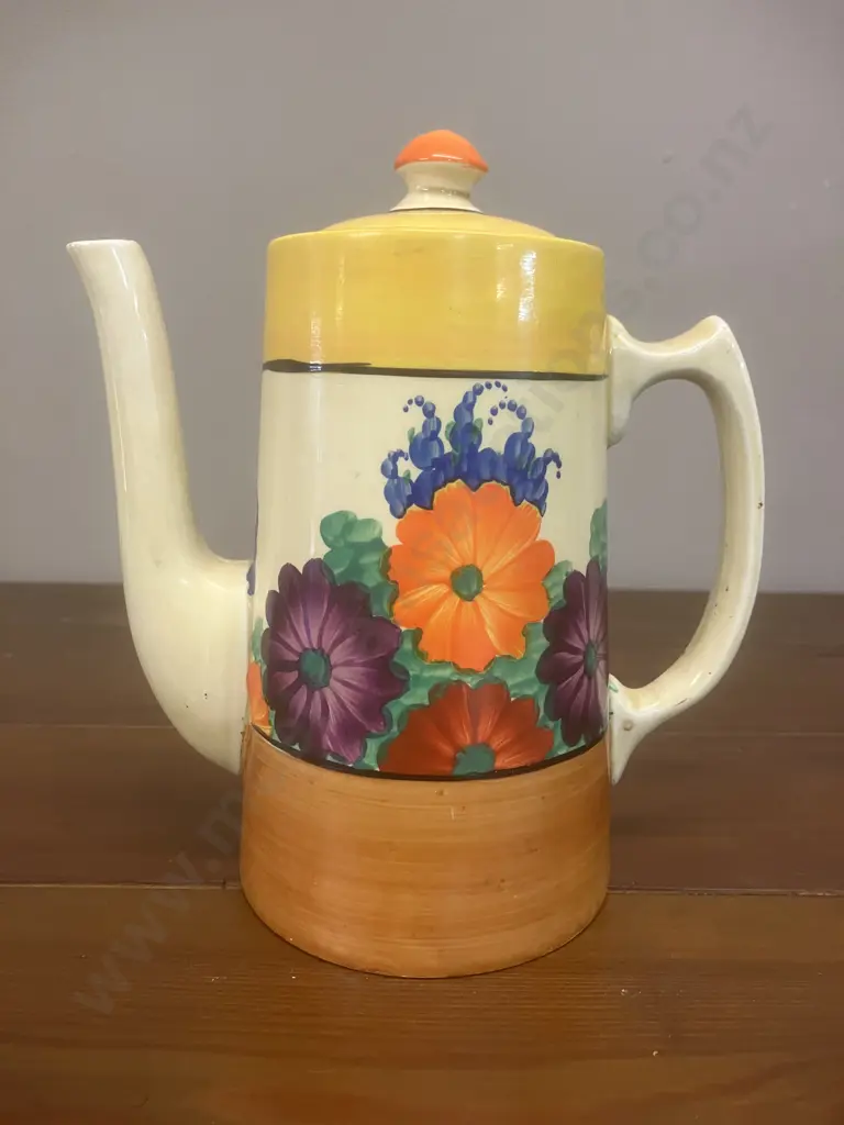 A Clarice Cliff Bizarre 'GayDay' Pattern Coffee Pot  c1931 - Wilkinson Ltd England. H17cm Image 1++