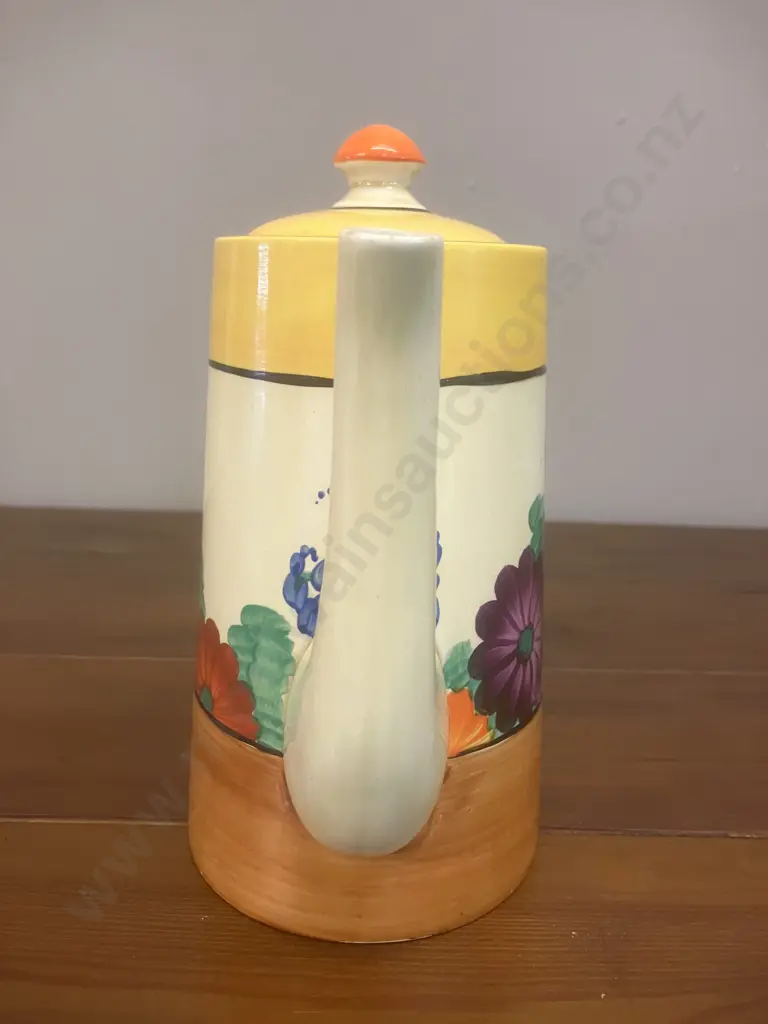 A Clarice Cliff Bizarre 'GayDay' Pattern Coffee Pot  c1931 - Wilkinson Ltd England. H17cm Image 1++