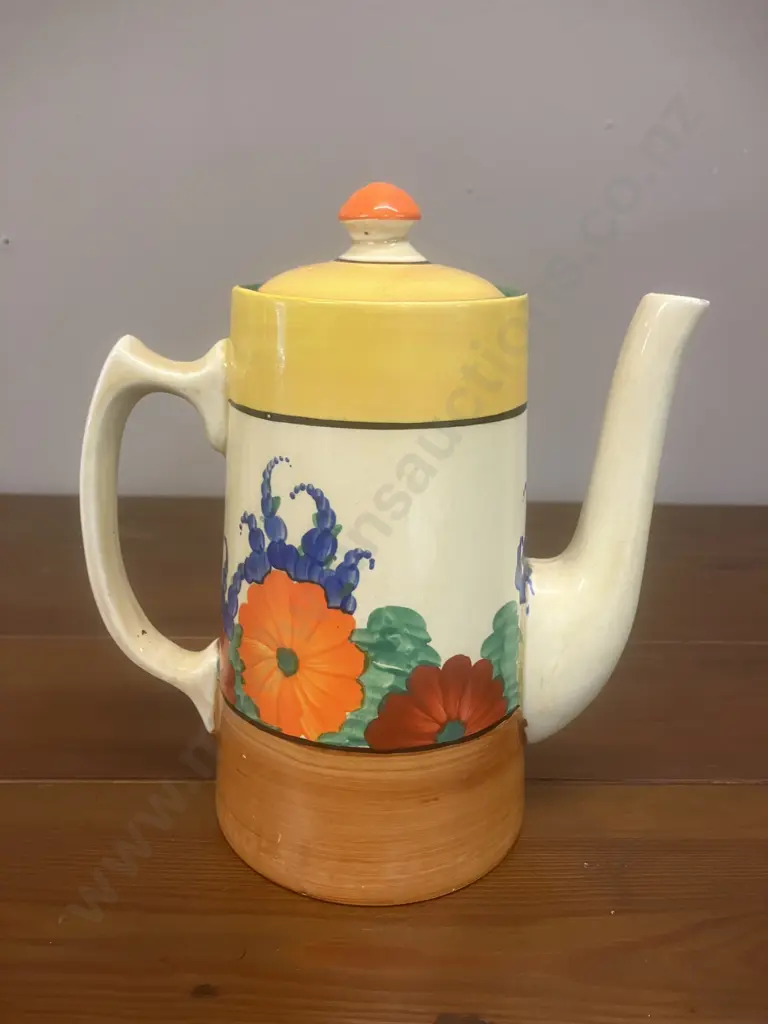 A Clarice Cliff Bizarre 'GayDay' Pattern Coffee Pot  c1931 - Wilkinson Ltd England. H17cm Image 1++