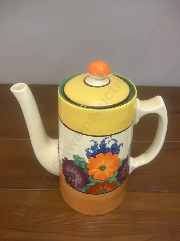 A Clarice Cliff Bizarre 'GayDay' Pattern Coffee Pot  c1931 - Wilkinson Ltd England. H17cm Image 1++