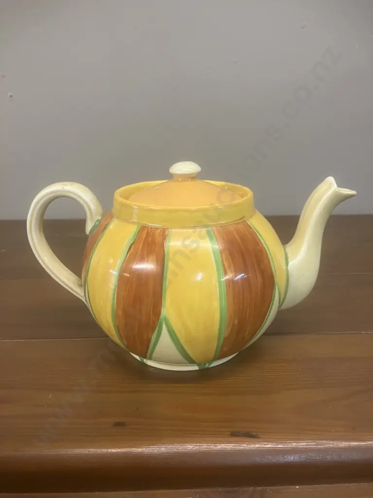 A Clarice Cliff 'Original Bizarre' Globe Shape Teapot c1929 - Newport Pottery England. H11cm Image 1++